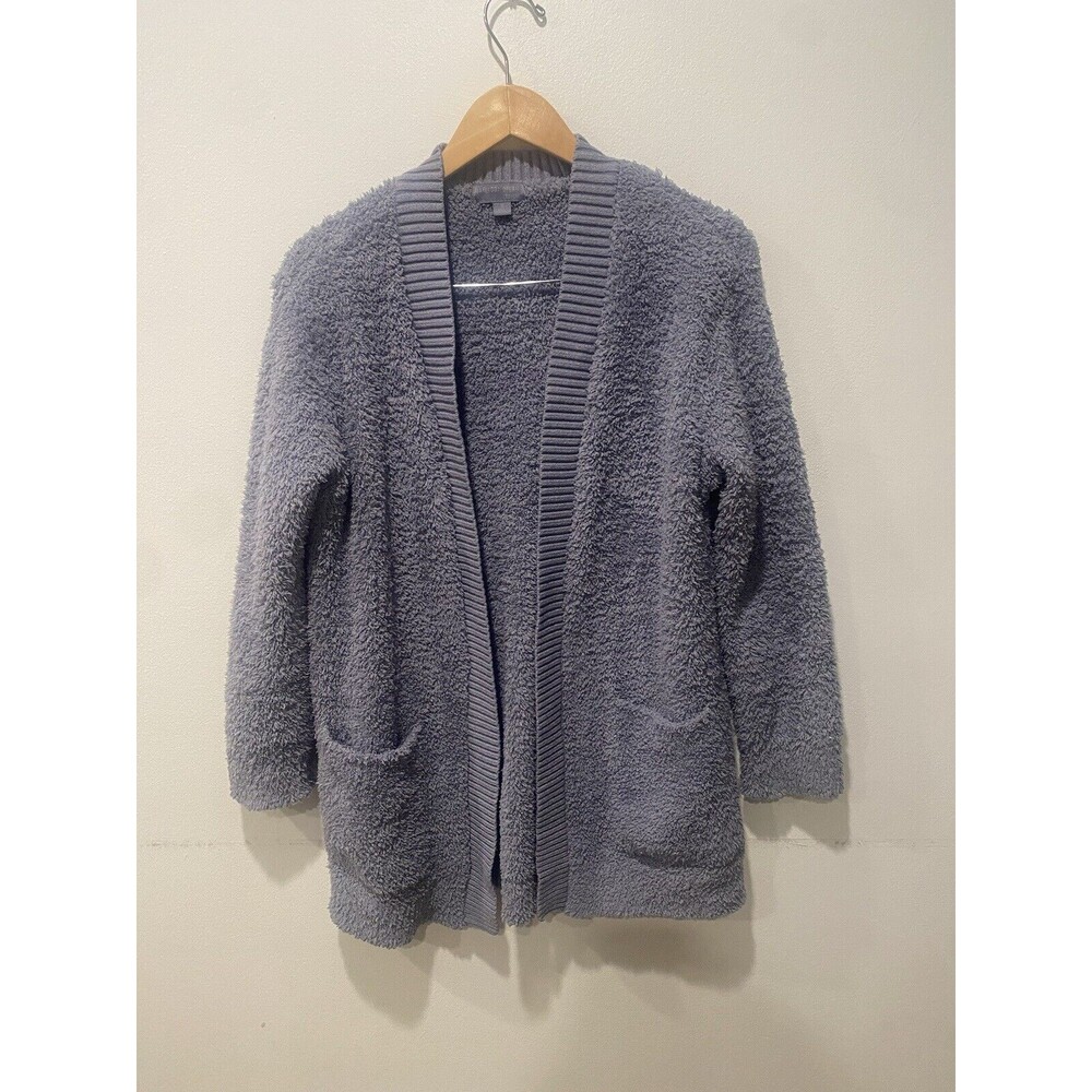 Barefoot Dreams Size M CozyChic Ribbed Knit Trim Cardigan BLUE BELL A615050